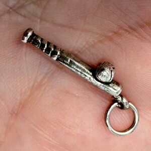 Baseball Softball Bat & Ball Sterling Silver 925 Charm Pendant Jewelry Sport